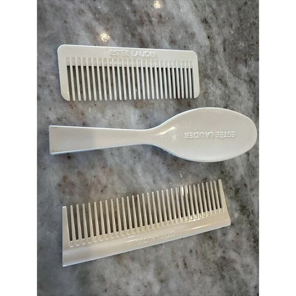 Lot Of 3 Vintage Estee Lauder Small 7" Ball Tipped Hair Brush + 2 Combes White - Picture 3 of 3